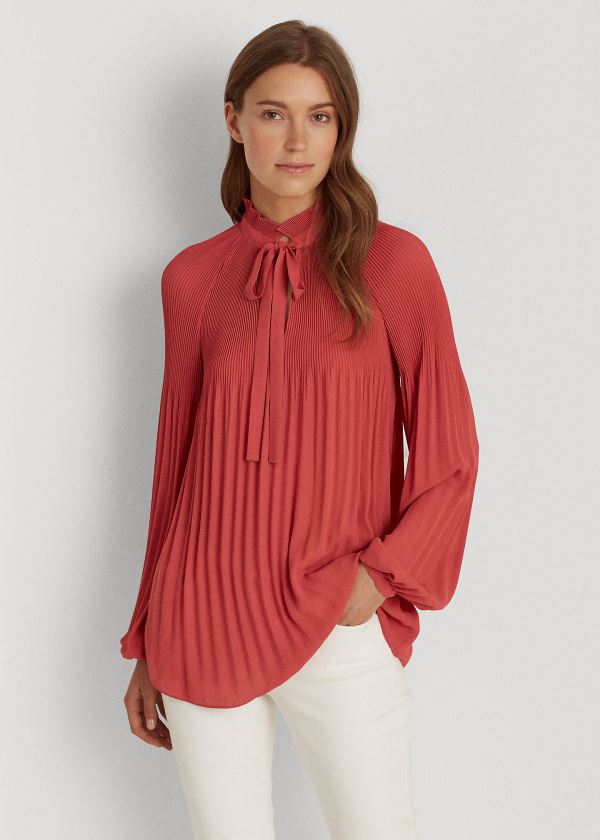 Women's Ralph Lauren Georgette Tie-Neck Tops | 046739IEV